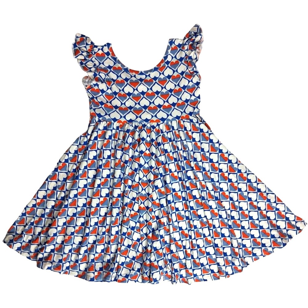 Dot Smile Girls 3 4‎ Red White Blue Queen Of Hearts Empire Twirl Dress Soft